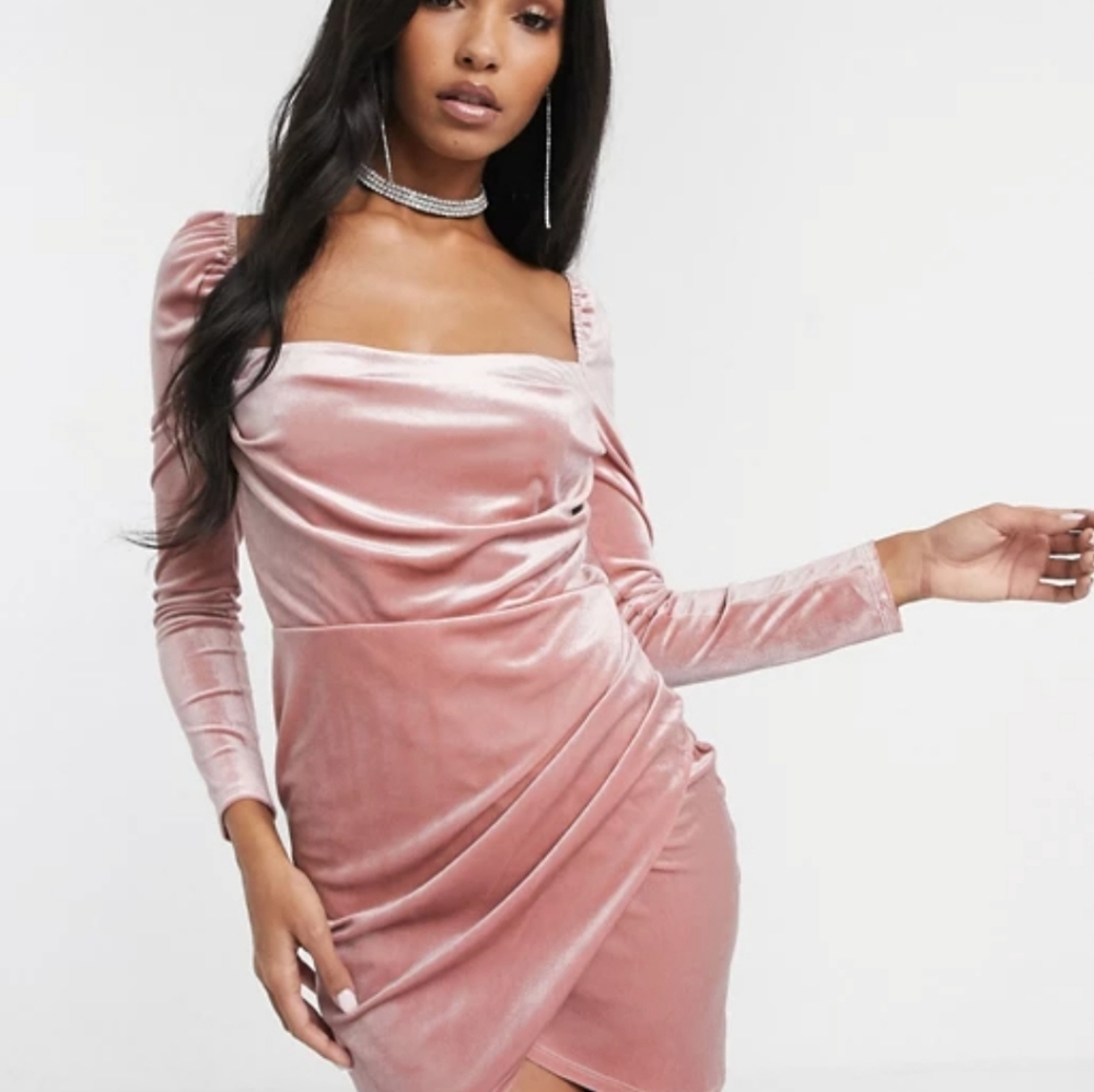 ASOS Velvet Long Sleeve Mini Dress